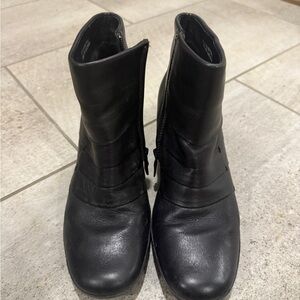 Clarks Black Leather Ankle Booties